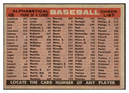 1958 Topps Baseball #408 Baltimore Orioles Team EX 530595