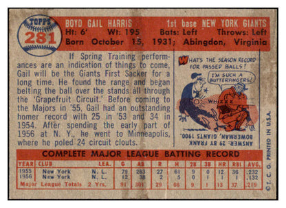1957 Topps Baseball #281 Gail Harris Giants GD-VG 530599