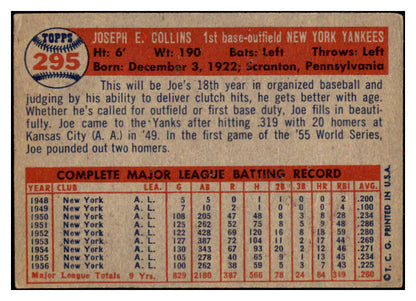 1957 Topps Baseball #295 Joe Collins Yankees VG-EX 530617