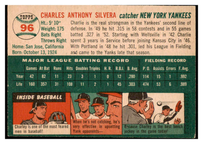 1954 Topps Baseball #096 Charlie Silvera Yankees VG-EX 530647