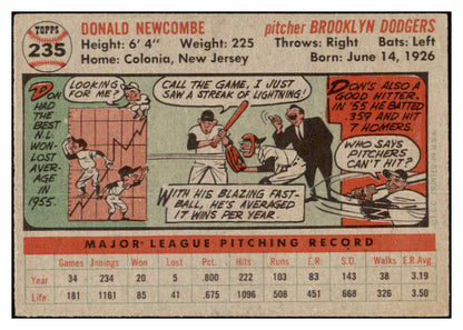 1956 Topps Baseball #235 Don Newcombe Dodgers EX+/EX-MT 530758
