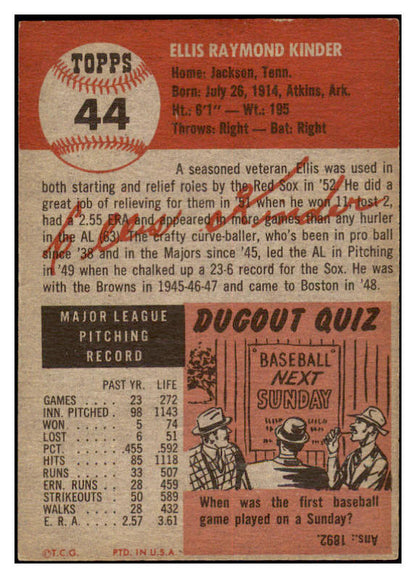 1953 Topps Baseball #044 Ellis Kinder Red Sox VG-EX 530798