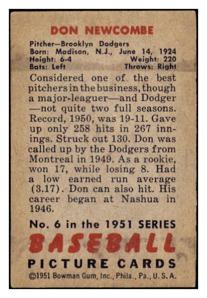 1951 Bowman Baseball #006 Don Newcombe Dodgers EX 530864