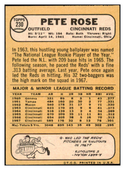 1968 Topps Baseball #230 Pete Rose Reds EX-MT 530918