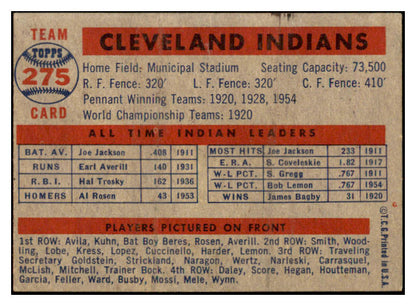 1957 Topps Baseball #275 Cleveland Indians Team EX-MT 530952