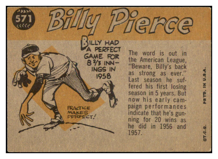 1960 Topps Baseball #571 Billy Pierce A.S. White Sox EX-MT 531163