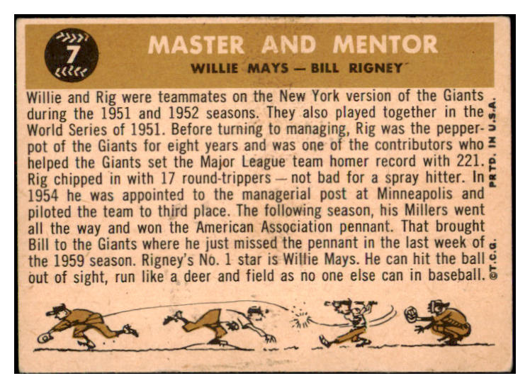1960 Topps Baseball #007 Willie Mays Bill Rigney EX 531165