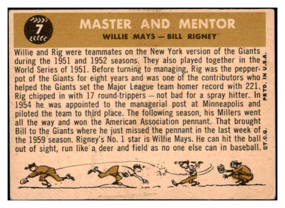 1960 Topps Baseball #007 Willie Mays Bill Rigney EX 531165