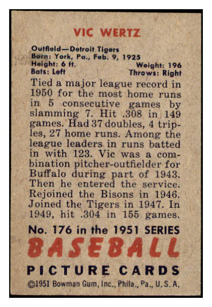 1951 Bowman Baseball #176 Vic Wertz Tigers EX-MT 531435