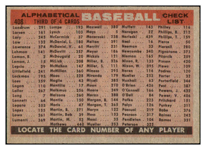 1958 Topps Baseball #408 Baltimore Orioles Team EX-MT 531686