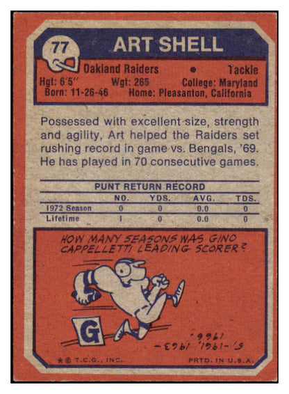 1973 Topps Football #077 Art Shell Raiders EX-MT 531855