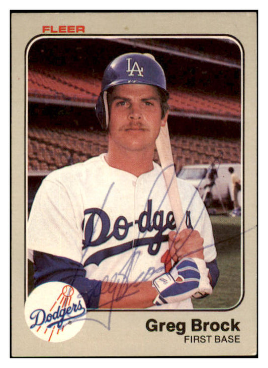 1983 Fleer #203 Greg Brock Dodgers Signed Autographed 531934