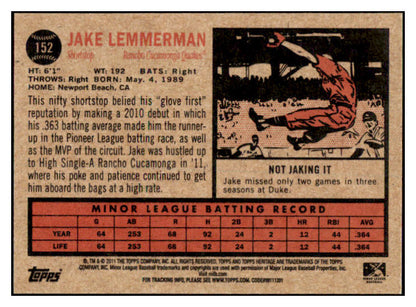 2011 Topps Heritage #152 Jake Lemmerman Dodgers Signed Autographed 531970
