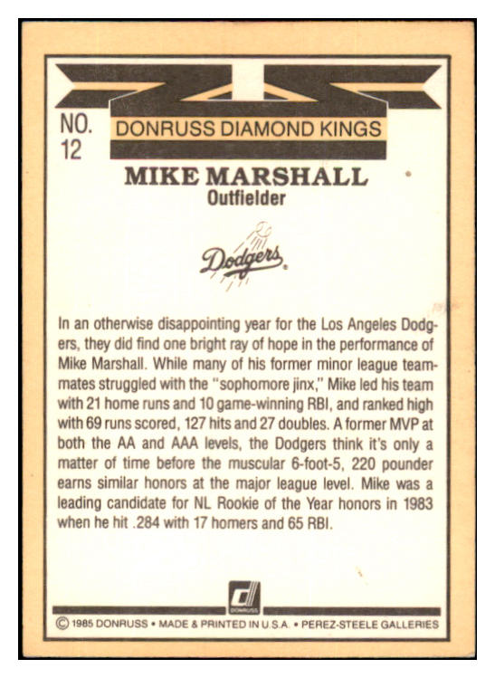 1985 Donruss #012 Mike Marshall Dodgers Signed Autographed 531983