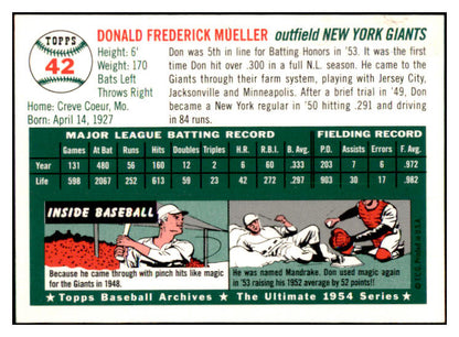 1954 Topps Archives #042 Don Mueller Giants Signed Autographed 531989
