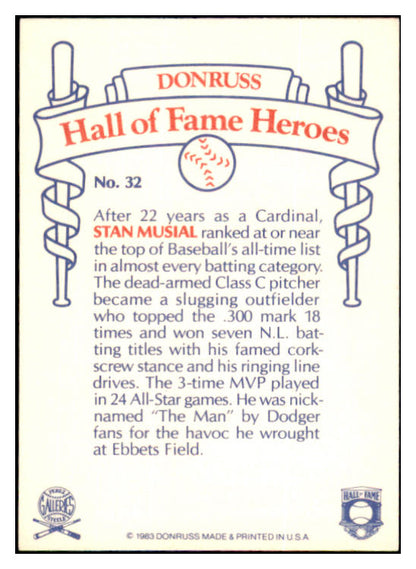 1983 Donruss Heroes #032 Stan Musial Cardinals Signed Autographed 531990