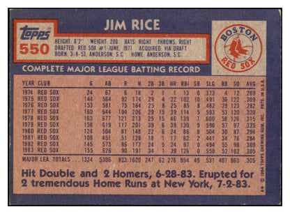 1984 Topps #550 Jim Rice Red Sox Signed Autographed 531996