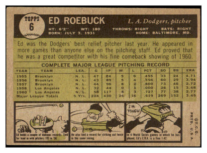 1961 Topps #006 Ed Roebuck Dodgers Signed Autographed 532002