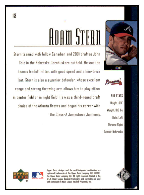 2001 Upper Deck #018 Adam Stern Braves Signed Autographed 532010