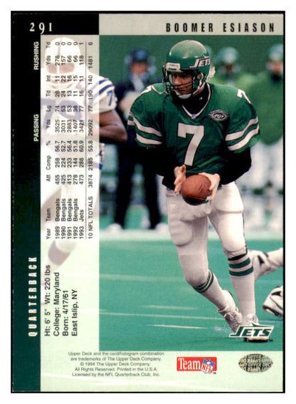 1994 Upper Deck #291 Boomer Esiason Jets Signed Autographed 532039