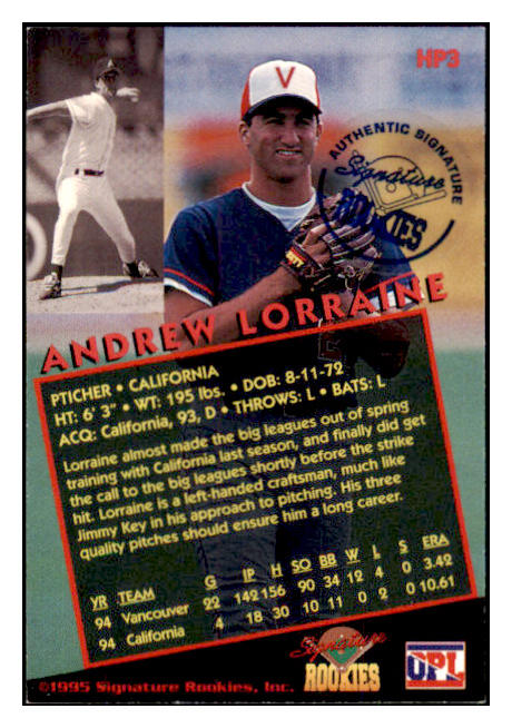1995 Signature #HP3 Andrew Lorraine Angels Signed Autographed 532063