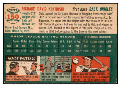 1954 Topps #150 Dick Kryhoski Orioles Signed Autographed 532087