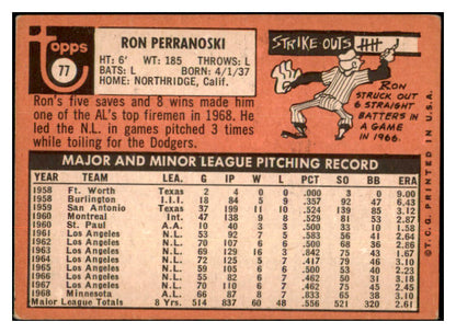 1969 Topps Baseball #077 Ron Perranoski Twins VG-EX Variation 532232