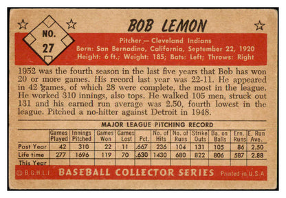 1953 Bowman Black & White Baseball #027 Bob Lemon Indians VG-EX 532260