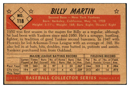 1953 Bowman Color Baseball #118 Billy Martin Yankees VG-EX 532261
