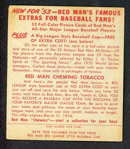 1953 Red Man #018NL Granny Hamner Phillies VG w Tab 532335