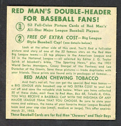 1952 Red Man #018NL Robin Roberts Phillies EX No Tab 532345