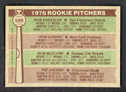 1976 Topps Baseball #599 Ron Guidry Yankees EX-MT 532394