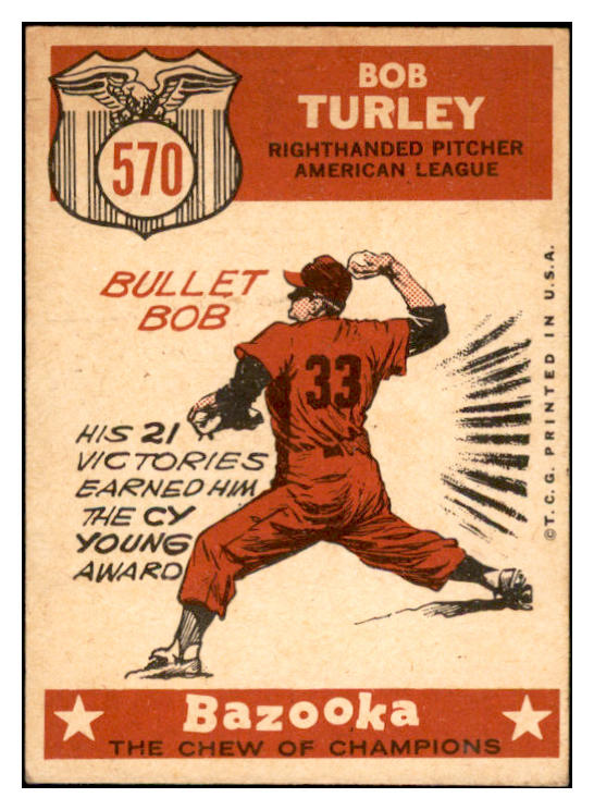 1959 Topps Baseball #570 Bob Turley A.S. Yankees EX-MT 532424