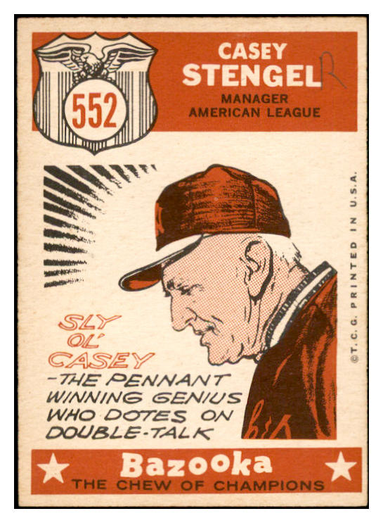 1959 Topps Baseball #552 Casey Stengel A.S. Yankees NR-MT 532427