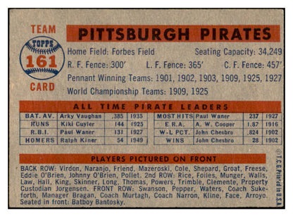 1957 Topps Baseball #161 Pittsburgh Pirates Team VG-EX 532441