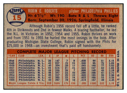 1957 Topps Baseball #015 Robin Roberts Phillies EX 532479