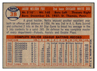 1957 Topps Baseball #038 Nellie Fox White Sox EX-MT 532482