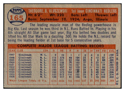1957 Topps Baseball #165 Ted Kluszewski Reds VG-EX 532485