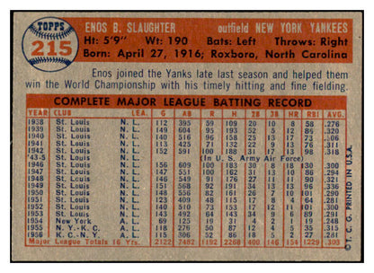 1957 Topps Baseball #215 Enos Slaughter Yankees EX-MT 532510