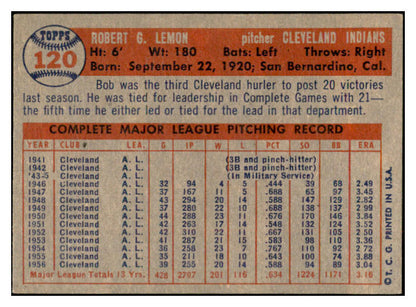 1957 Topps Baseball #120 Bob Lemon Indians EX+/EX-MT 532514