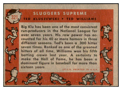 1958 Topps Baseball #321 Ted Williams Ted Kluszewski EX-MT 532523