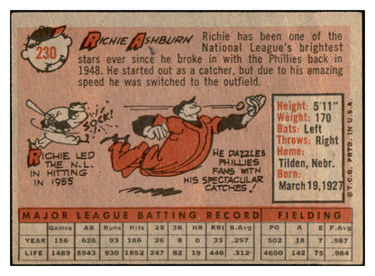 1958 Topps Baseball #230 Richie Ashburn Phillies EX 532533