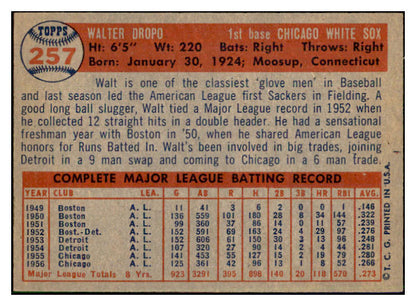 1957 Topps Baseball #257 Walt Dropo White Sox EX-MT 532559