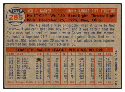 1957 Topps Baseball #285 Ned Garver A's EX-MT 532582