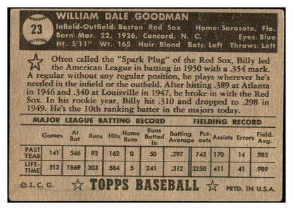 1952 Topps Baseball #023 Billy Goodman Red Sox VG-EX Black 532666