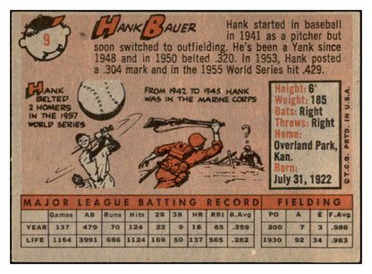 1958 Topps Baseball #009 Hank Bauer Yankees EX-MT 532740