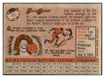 1958 Topps Baseball #045 Dick Groat Pirates VG-EX 532741