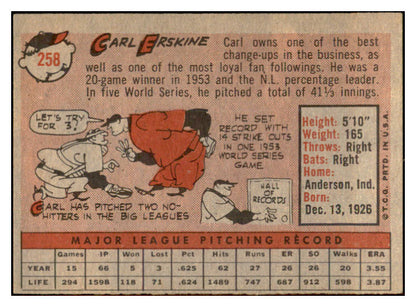 1958 Topps Baseball #258 Carl Erskine Dodgers EX-MT 532745