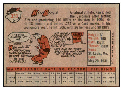 1958 Topps Baseball #350 Ken Boyer Cardinals EX-MT 532747