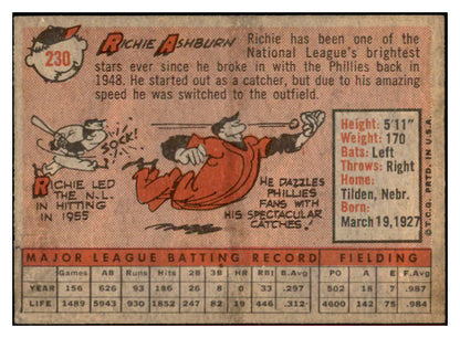 1958 Topps Baseball #230 Richie Ashburn Phillies EX-MT 532748